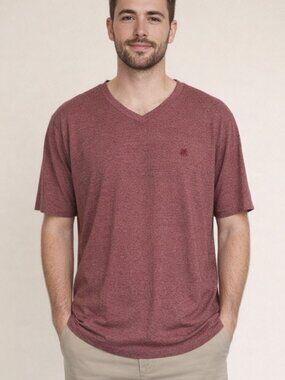 Rugby University Burgundy Mélanget Short Sleeve V-neck Tee  3XL  NWOT